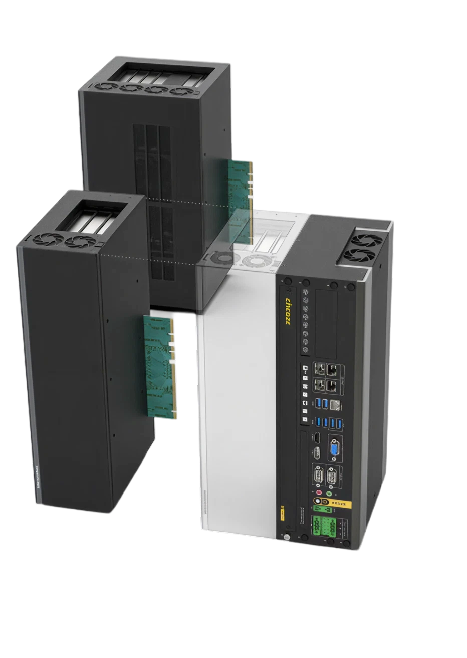 GP-3000 vista lateral mostrando módulos de expansão de GPU