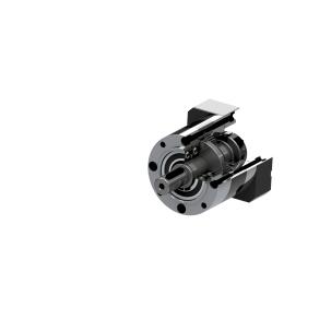 Redutor planetário carcaça 90mm com razão de redução 1:10, torque nominal 86Nm, velocidade 3000RPM, eixo entrada 19mm, eixo saída 25mm, eficiência 97%, força radial 900N e axial 1200N