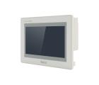 IHM industrial F2070E2 com tela TFT resistiva 7 polegadas, resolução 800x480px, 16,77 milhões de cores, CPU 1,8GHz, 1GB RAM, 8GB flash, proteção IP65, LAN Gigabit e interfaces RS232, RS422, RS485