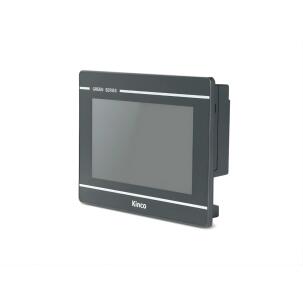 IHM industrial GL070E com tela TFT 7 polegadas, resolução 800x480px, 16,77 milhões de cores, alimentação 24VDC e interfaces RS232, RS422, RS485 e Ethernet