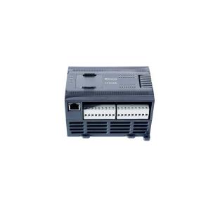 Controlador Lógico Programável K606-24DT com 14 entradas digitais 24VDC, 10 saídas a transistor, duas portas RS485 e interface Ethernet, suporte a 14 módulos de expansão