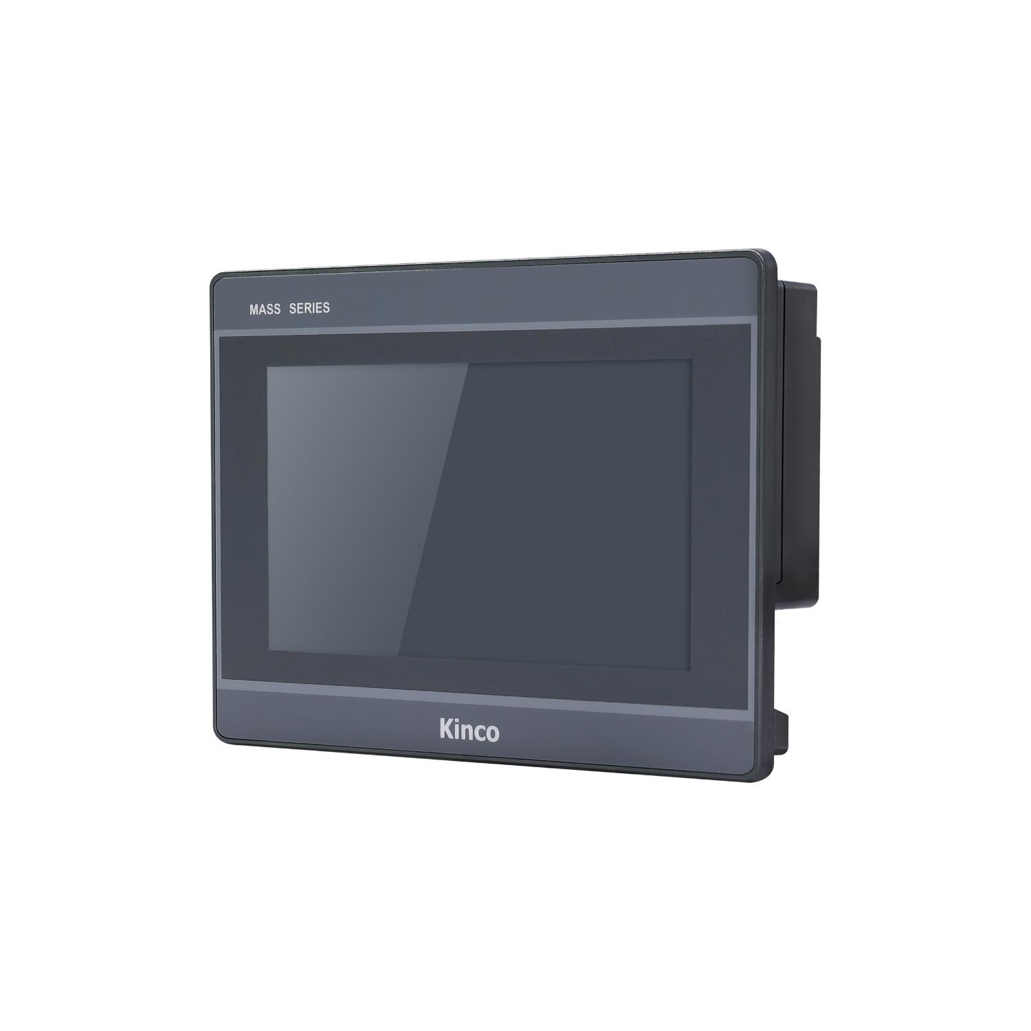 IHM industrial M2070HE com tela TFT 7 polegadas, resolução 1024x600px, 16,77 milhões de cores, proteção IP65, alimentação 24VDC, Ethernet 10/100 Mbps e interfaces RS232, RS422, RS485