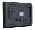 IHM industrial M2100E com tela TFT 10,1 polegadas, resolução 1024x600px, proteção IP65, alimentação 24VDC e interfaces RS232, RS422, RS485 e Ethernet