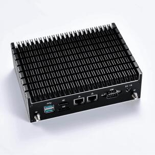 Mini PC industrial fanless Core i7-8565U com 16GB RAM e SSD NVMe 1TB, dual LAN e múltiplas portas para automação e controle