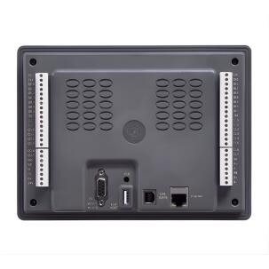 IHM com CLP integrado MK070E-33DT com tela TFT 7 polegadas, resolução 800x480px, 16 entradas digitais, 14 saídas transistor, entradas e saídas analógicas, duas portas RS485 e alimentação 24VDC