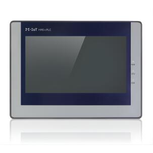 IHM com CLP integrado MK070E-33DT com tela TFT 7 polegadas, resolução 800x480px, 16 entradas digitais, 14 saídas transistor, entradas e saídas analógicas, duas portas RS485 e alimentação 24VDC