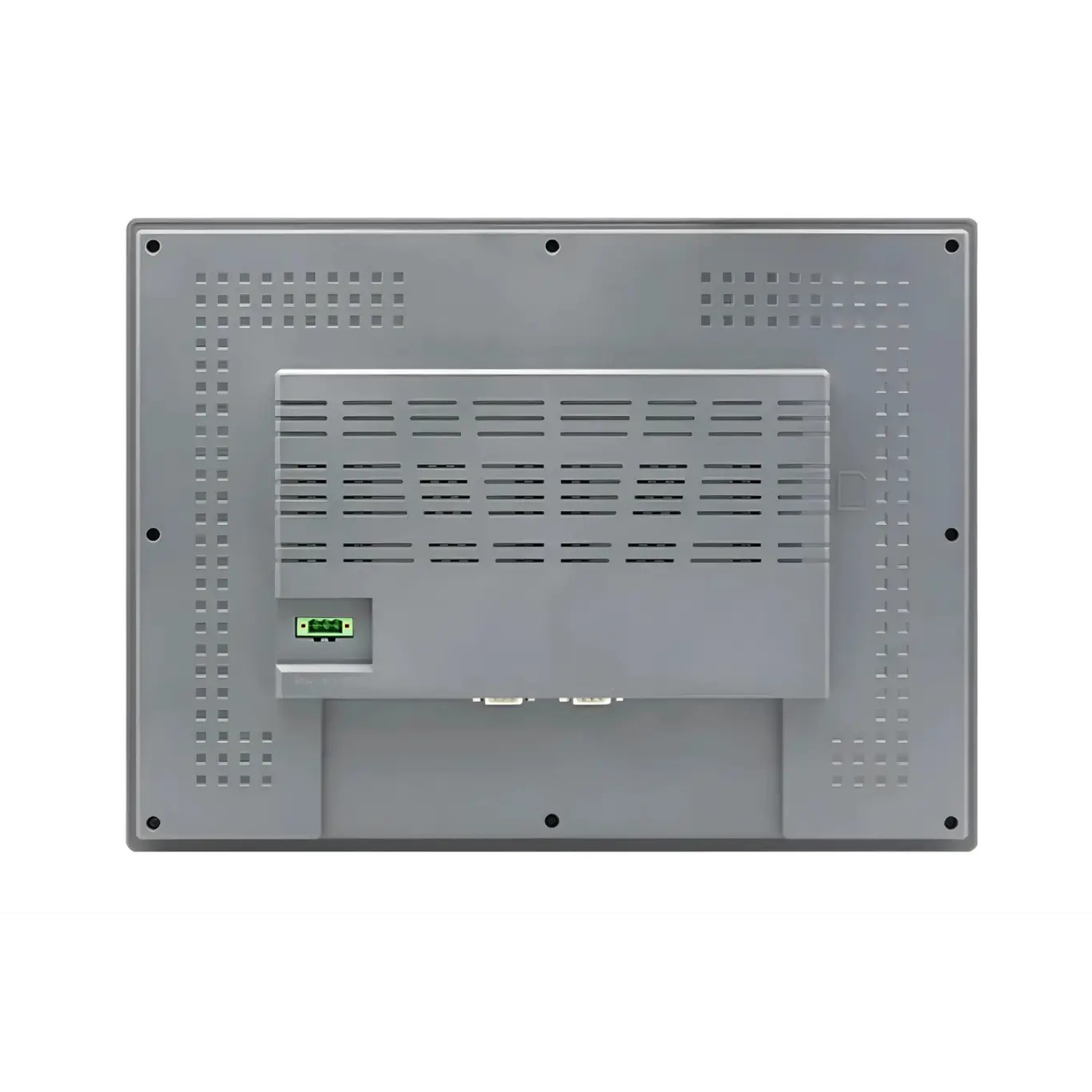 IHM industrial G2150E2 com tela TFT resistiva 15 polegadas, resolução 1024x768px, 16,77 milhões de cores, brilho 350 cd/m², contraste 2500:1, CPU 1,5GHz, 4GB eMMC, 512MB RAM, proteção IP65, dual Ethernet e interfaces RS232, RS422, RS485