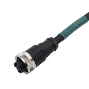 Cabo com conector fêmea reto 7/8 5 pinos Decowell com condutores 5x16AWG, isolamento PVC, extremidade aberta, comprimento 1 metro e proteção IP67 para automação industrial