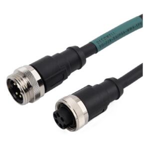 Cabo industrial 7/8-S5A/P5A-MWA-1PV Decowell com conectores macho e fêmea retos 7/8 5 pinos, condutores 5x16AWG, revestimento PVC, comprimento 1 metro e proteção IP67