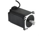 Motor de passo NEMA34 86AM100 com torque 10Nm, corrente de fase 6,0A, ângulo de passo 1,8°, flange 86mm, eixo 14mm, comprimento 128mm, peso 4,1kg, resistência 0,75Ω, indutância 5,3mH e proteção IP40