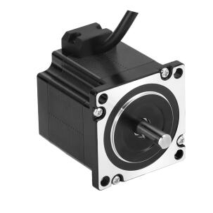 Motor de passo NEMA34 86AM45-14 com torque 4,5Nm, corrente de fase 6,0A, ângulo de passo 1,8°, flange 86mm, eixo 14mm, resistência 0,41Ω, indutância 2,82mH e proteção IP40
