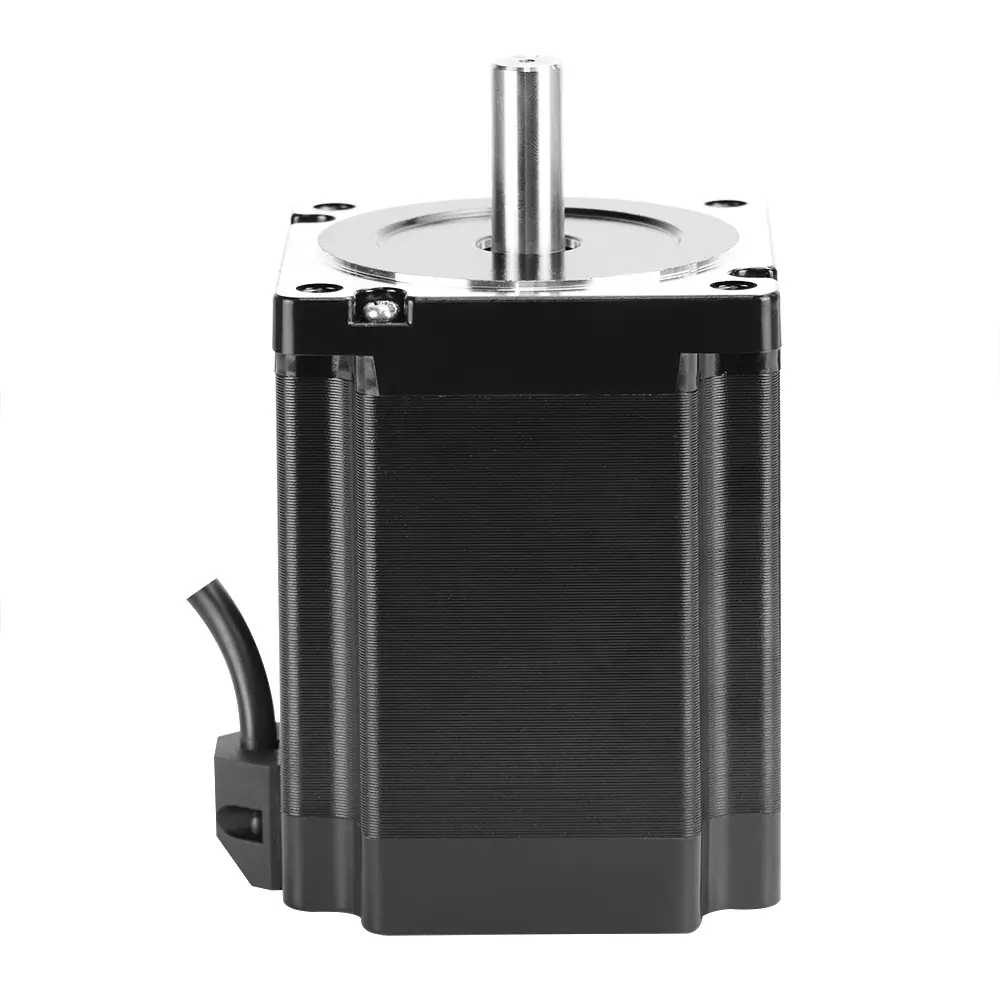 Motor de passo NEMA34 86AM65 com torque 6,5Nm, corrente de fase 6,0A, ângulo de passo 1,8°, flange 86mm, eixo 12,7mm, resistência 0,47Ω, indutância 4,18mH e proteção IP40