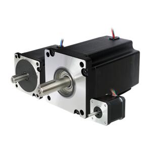 Motor de passo NEMA42 110A20 com torque 20Nm, corrente de fase 6,0A, ângulo de passo 1,8°, flange 110mm, eixo 19mm, resistência 0,3Ω, indutância 4,9mH e proteção IP40