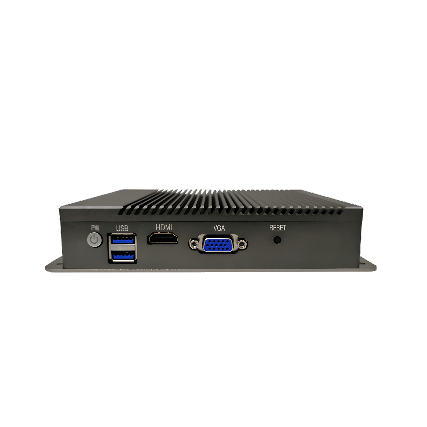 Appliance de rede desktop CAF-3455C fanless com processador Intel Celeron J3455, 4 portas Ethernet, slot mSATA, USB, HDMI, VGA e alimentação DC 12V para segurança e redes industriais