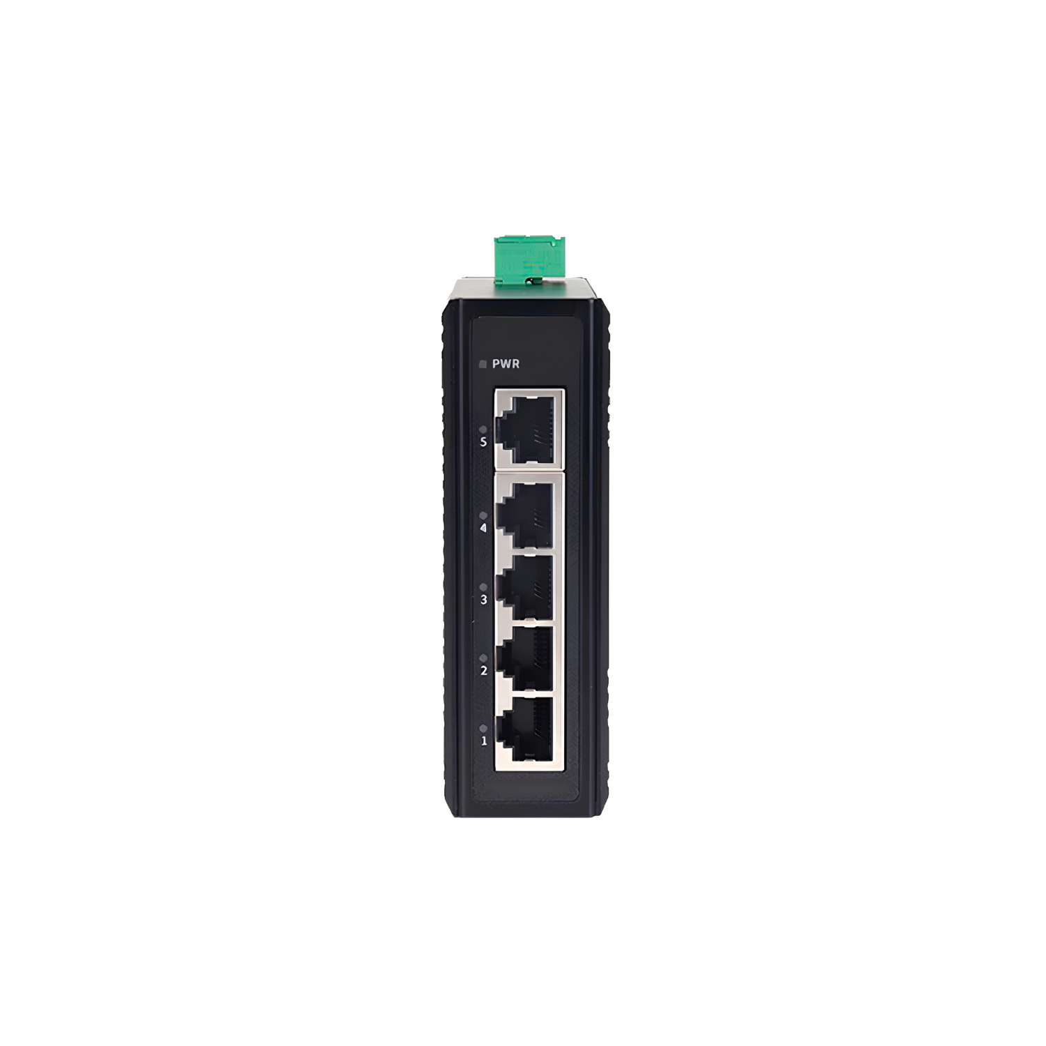 Switch Ethernet industrial COM-ISNGL2-205 Layer 2 com 5 portas RJ45 10/100Mbps, fonte redundante DC24V alimentação 9-24V, proteção IP40 e montagem trilho DIN para automação industrial e redes SCADA
