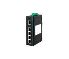 Switch Ethernet industrial não gerenciável COM-ISNGL2-5P-2205 com 5 portas 10/100Mbps, instalação plug-and-play, resistência a vibrações e interferências eletromagnéticas para automação industrial e redes críticas
