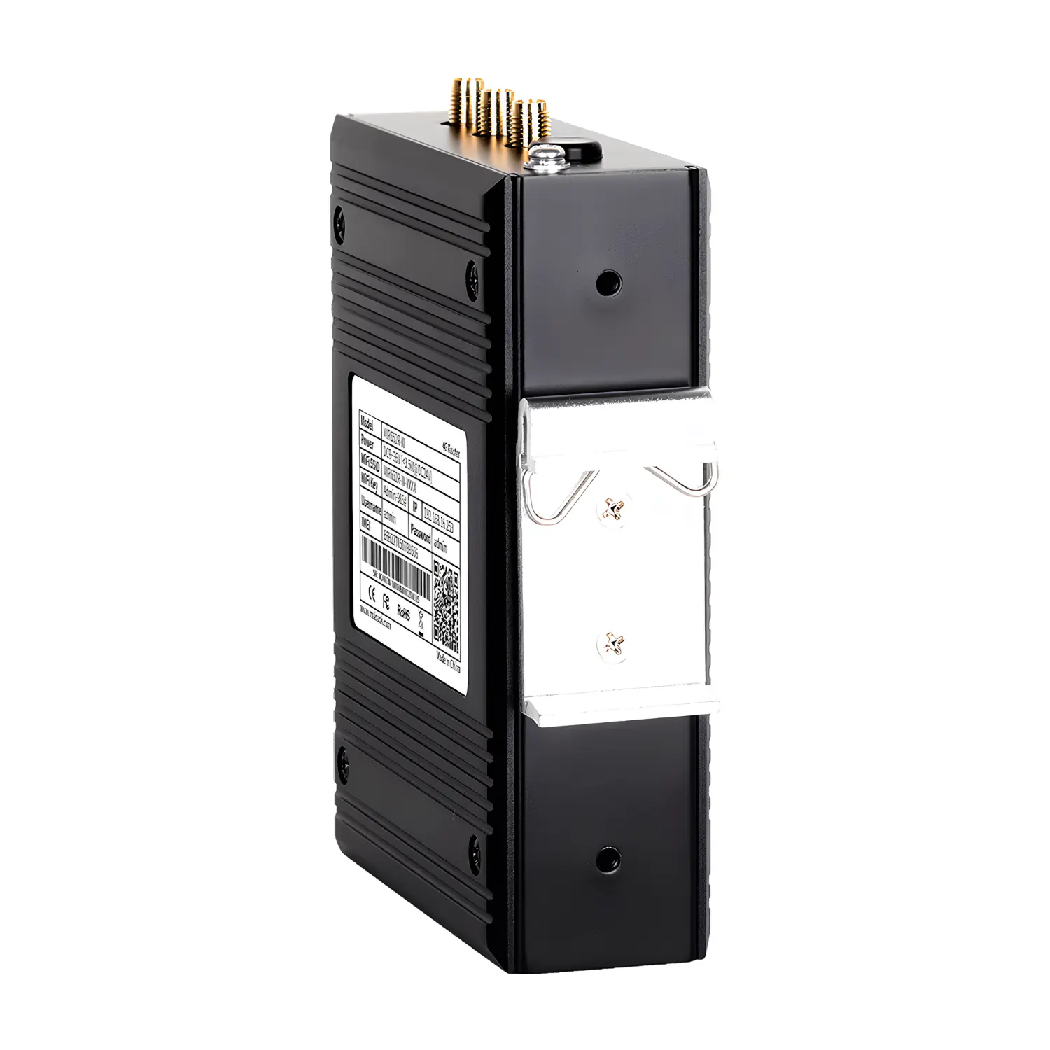 Roteador industrial COM-ROUTER-652R-W com WiFi integrado, conectividade 4G, 1 porta WAN, 1 porta LAN, 1 porta serial RS232/485, alimentação DC 9-36V e montagem trilho DIN para automação e telemetria industrial