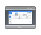 IHM industrial G2070HE com tela TFT resistiva 7 polegadas, resolução 1024x600px, 16,77 milhões de cores, brilho 450 cd/m², CPU 1,5GHz, 4GB eMMC, 512MB RAM, proteção IP65, Ethernet 10/100 Mbps e interfaces RS232, RS422, RS485
