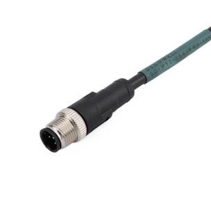 Cabo M12-P5A-MWA-5PV Decowell com conector macho reto M12 5 pinos Código A, extremidade aberta, blindagem completa, revestimento PVC, comprimento 5 metros e proteção IP67