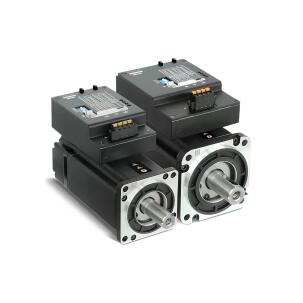 Servo motor integrado MD60-020-DMAK-EA-000 com potência 200W, tensão nominal 48VDC (24-70VDC), torque nominal 0,64Nm, torque máximo 1,91Nm, velocidade 3000RPM, encoder absoluto magnético 16 bits, comunicação EtherCAT RS232, flange 60mm e proteção IP20