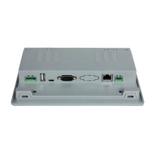 IHM industrial MT070E com tela TFT 7 polegadas, resolução 800x480px, 256K cores, proteção IP65, alimentação 24VDC, Ethernet 10/100 Mbps, USB Host e interfaces RS232, RS422, RS485