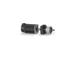 Redutor planetário carcaça 70mm com razão de redução 1:10, torque nominal 32Nm, velocidade 3000RPM, eixo entrada 14mm, eixo saída 17mm, eficiência 97%, força radial 480N e axial 600N