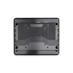 Monitor industrial VIEW-SL08 de 8 polegadas em alumínio com proteção IP65, resolução 1024x768, entradas HDMI DVI e VGA, alimentação DC 12V, montagem em painel parede ou suporte VESA para automação e controle industrial