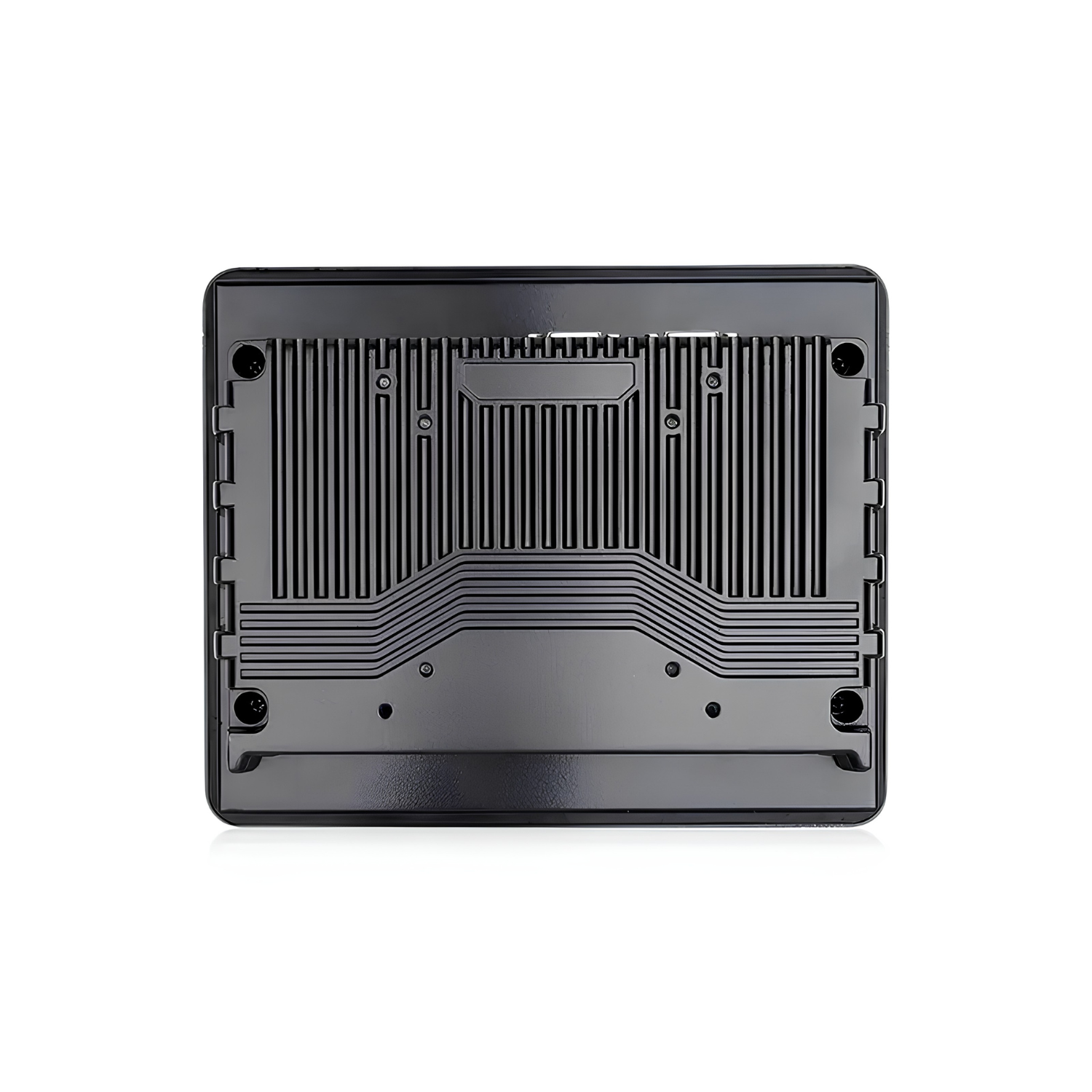 Monitor industrial VIEW-SL08 de 8 polegadas em alumínio com proteção IP65, resolução 1024x768, entradas HDMI DVI e VGA, alimentação DC 12V, montagem em painel parede ou suporte VESA para automação e controle industrial