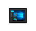 Monitor industrial VIEW-SL08 de 8 polegadas em alumínio com proteção IP65, resolução 1024x768, entradas HDMI DVI e VGA, alimentação DC 12V, montagem em painel parede ou suporte VESA para automação e controle industrial