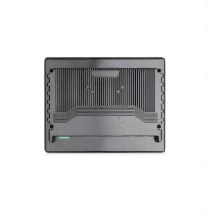 Monitor industrial VIEW-SL156CT de 15,6 polegadas com touch capacitivo, estrutura em alumínio, proteção IP65, resolução Full HD 1920x1080, entradas HDMI DVI e VGA, alimentação DC 12V e montagem em painel parede ou VESA
