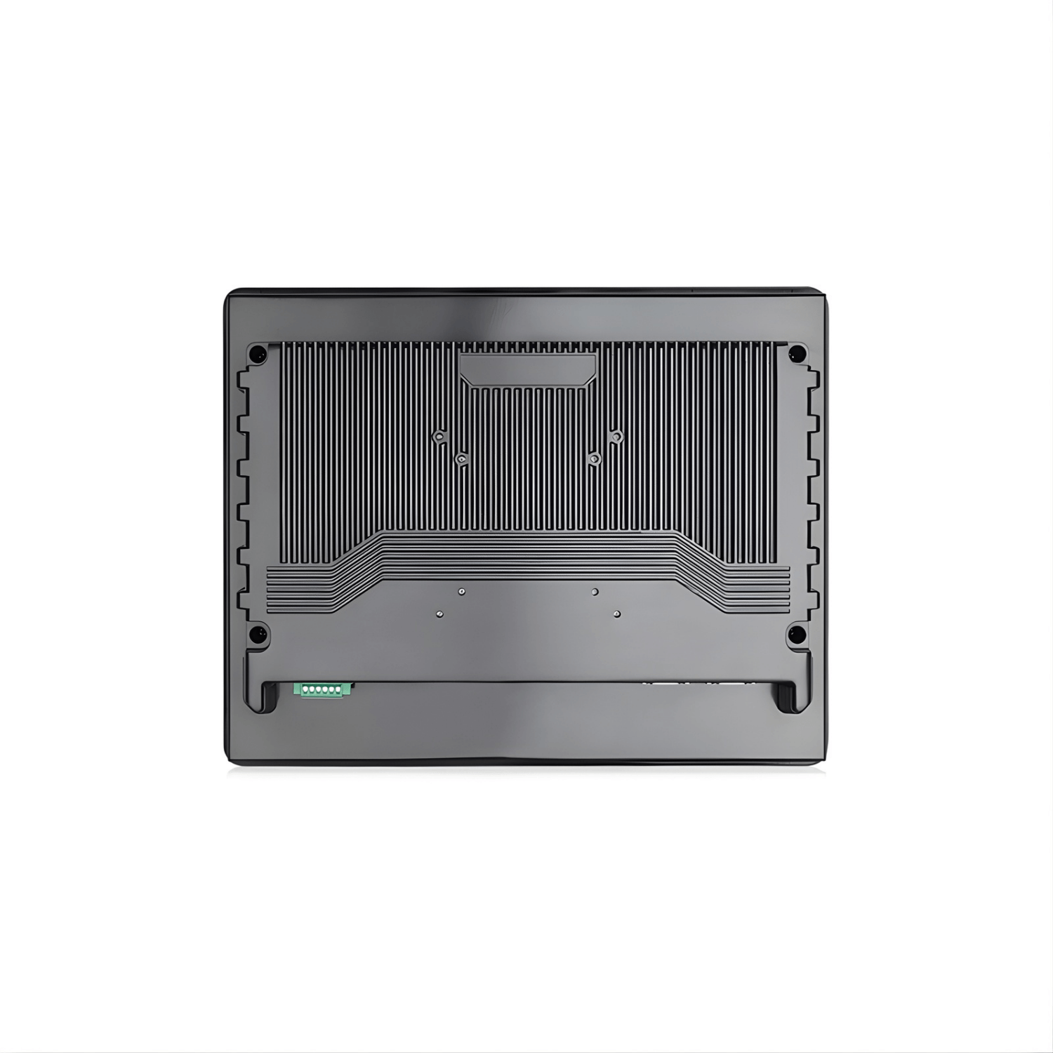 Monitor industrial VIEW-SL156CT de 15,6 polegadas com touch capacitivo, estrutura em alumínio, proteção IP65, resolução Full HD 1920x1080, entradas HDMI DVI e VGA, alimentação DC 12V e montagem em painel parede ou VESA