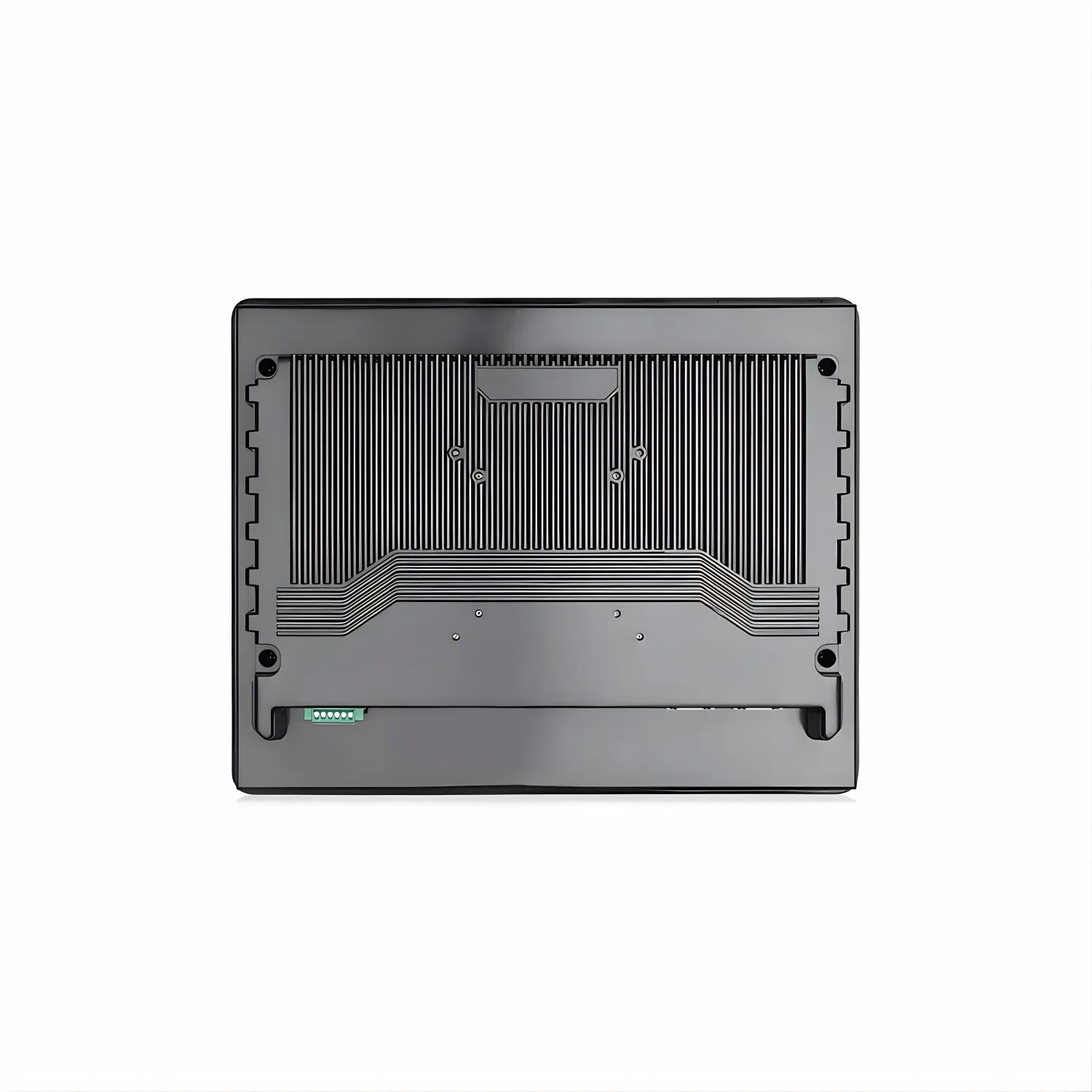 Monitor industrial VIEW-SL15RT de 15 polegadas com touch resistivo, estrutura em alumínio, proteção IP65, resolução 1024x768, entradas HDMI DVI e VGA e montagem em painel parede ou suporte VESA para automação industrial