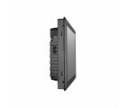 Monitor industrial VIEW-SL15RT de 15 polegadas com touch resistivo, estrutura em alumínio, proteção IP65, resolução 1024x768, entradas HDMI DVI e VGA e montagem em painel parede ou suporte VESA para automação industrial