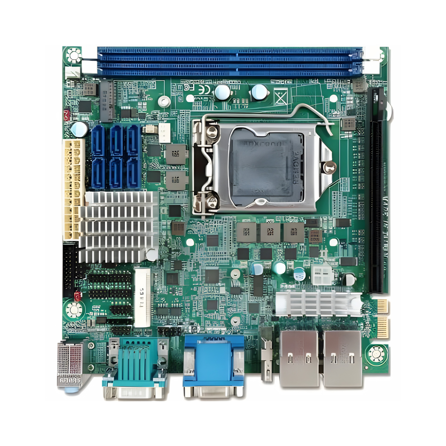 Placa-mãe industrial WADE-8017 Mini-ITX com chipset Intel Q170/C236, socket LGA1151 para Intel Core i3/i5/i7 6ª e 7ª geração, DDR4 até 32GB ECC/Non-ECC, 6 portas COM RS232/422/485, 2 LAN Gigabit, 6x SATA III, PCIe x16 Gen3, Mini PCIe, M.2 e saídas DisplayPort HDMI VGA