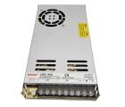 Fonte chaveada industrial WEHO WH-RS350W24, referência LRS-350-24, com saída 24VDC 14,6A, potência 350W, entrada 90–132VAC ou 180–264VAC selecionável por chave, entrada DC 254–370VDC, caixa metálica ventilada, ventoinha integrada com controle automático e proteções integradas para automação industrial e painéis elétricos.