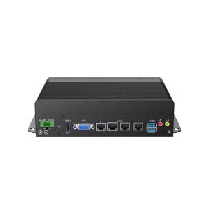 Box PC industrial fanless Portwell WEBS-2414-12555UGW11P com Intel Core i7-1255U, 16GB DDR4 SODIMM, SSD 500GB, 6x COM RS-232, 4x LAN RJ45 GbE, 4x USB, HDMI, VGA, entrada 9–36VDC e Windows 11 Pro para automação industrial, SCADA, controle serial e monitoramento.
