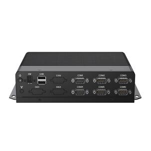 Box PC industrial fanless Portwell WEBS-2414-12555UGW11P com Intel Core i7-1255U, 16GB DDR4 SODIMM, SSD 500GB, 6x COM RS-232, 4x LAN RJ45 GbE, 4x USB, HDMI, VGA, entrada 9–36VDC e Windows 11 Pro para automação industrial, SCADA, controle serial e monitoramento.