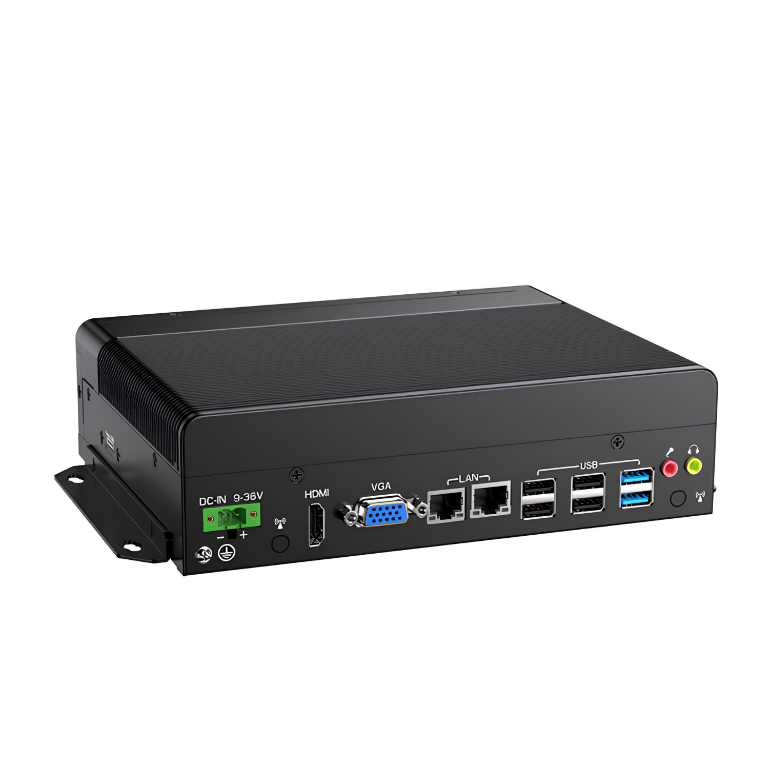 Box PC industrial fanless Portwell WEBS-2412-12555UGW11P com Intel Core i7-1255U, 16GB DDR4 SODIMM, SSD 500GB, 6x COM RS-232, 4x LAN RJ45 GbE, 4x USB, HDMI, VGA, entrada 9–36VDC e Windows 11 Pro para automação industrial, SCADA, controle serial e monitoramento.