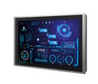 Painel PC Industrial Fanless CINCO-121R-P2202-I7H com tela 21,5” touch resistivo, proteção frontal IP65, SSD 1TB, interfaces COM, RJ45 e USB para automação industrial.