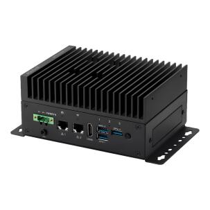 Computador industrial edge AI ASUS IoT PE1100N V2 com NVIDIA Jetson Orin NX 8GB, 117 TOPS, 8GB LPDDR5, dual LAN, HDMI 1.4a, HDMI 2.0b, USB 3.2, COM RS-232/422/485, CAN bus e DIO isolado para automação industrial, visão computacional e inferência de IA na borda.