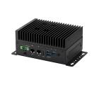 Computador industrial edge AI ASUS IoT PE1100N-V2NX16G-G com NVIDIA Jetson Orin NX 16GB, 157 TOPS, CPU 8x Arm Cortex-A78AE, GPU NVIDIA Ampere, 16GB LPDDR5, dual LAN Gigabit, HDMI, USB 3.2, COM RS-232/422/485, CAN bus e DIO isolado para automação industrial, visão computacional e inferência de IA na borda.