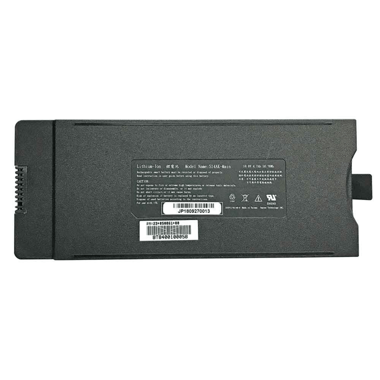 Bateria principal DBMSBX-S14BAT para notebook industrial Durabook S14/S14I, tecnologia Li-Ion, removível e indicada para substituição ou expansão de autonomia em operações de campo.