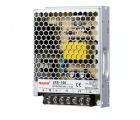 Fonte chaveada industrial WEHO WH-RS100W24, referência LRS-100-24, com saída 24VDC 4,5A, potência comercial 100W, entrada 90–240VAC e 127–370VDC, caixa metálica, convecção natural e proteções contra curto-circuito, sobrecarga e sobrecorrente para automação industrial e painéis elétricos.