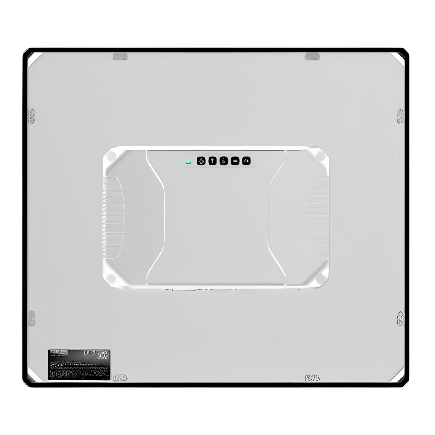Monitor Industrial FRAME-21150-R2KVM com tela 15”, resolução 1024 x 768, touch resistivo, proteção frontal IP65, traseira IP20, HDMI, DVI, VGA, 2 USB, conexão IDD-LINK4/KVM e alimentação DC 9~36V.