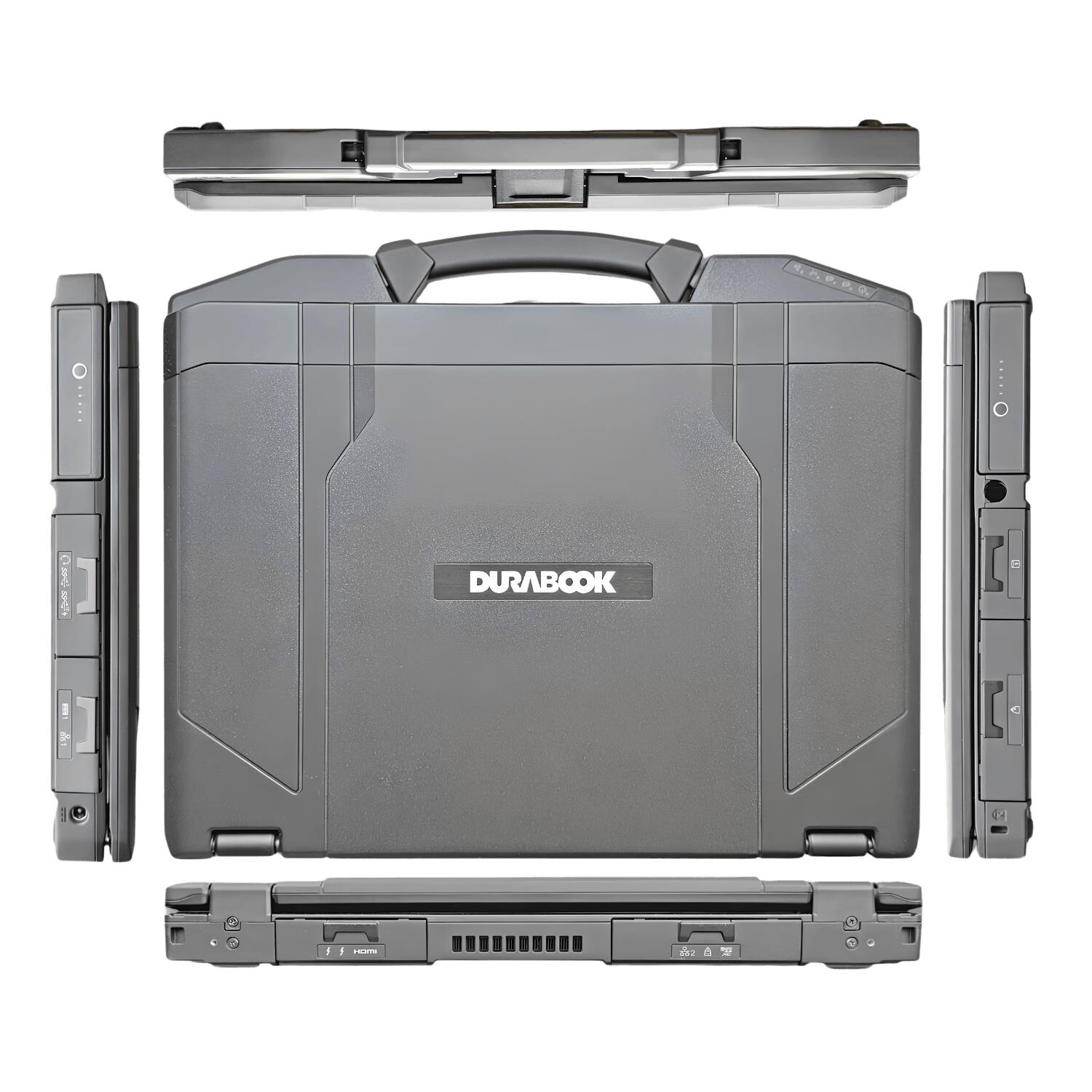 Notebook Industrial NB-S14U5125UFBGF Durabook S14I com Intel Core Ultra 5 125U, tela 14” FHD touch, 1200 nits, 16GB DDR5, SSD NVMe 512GB, IP53, GPS e leitor biométrico.