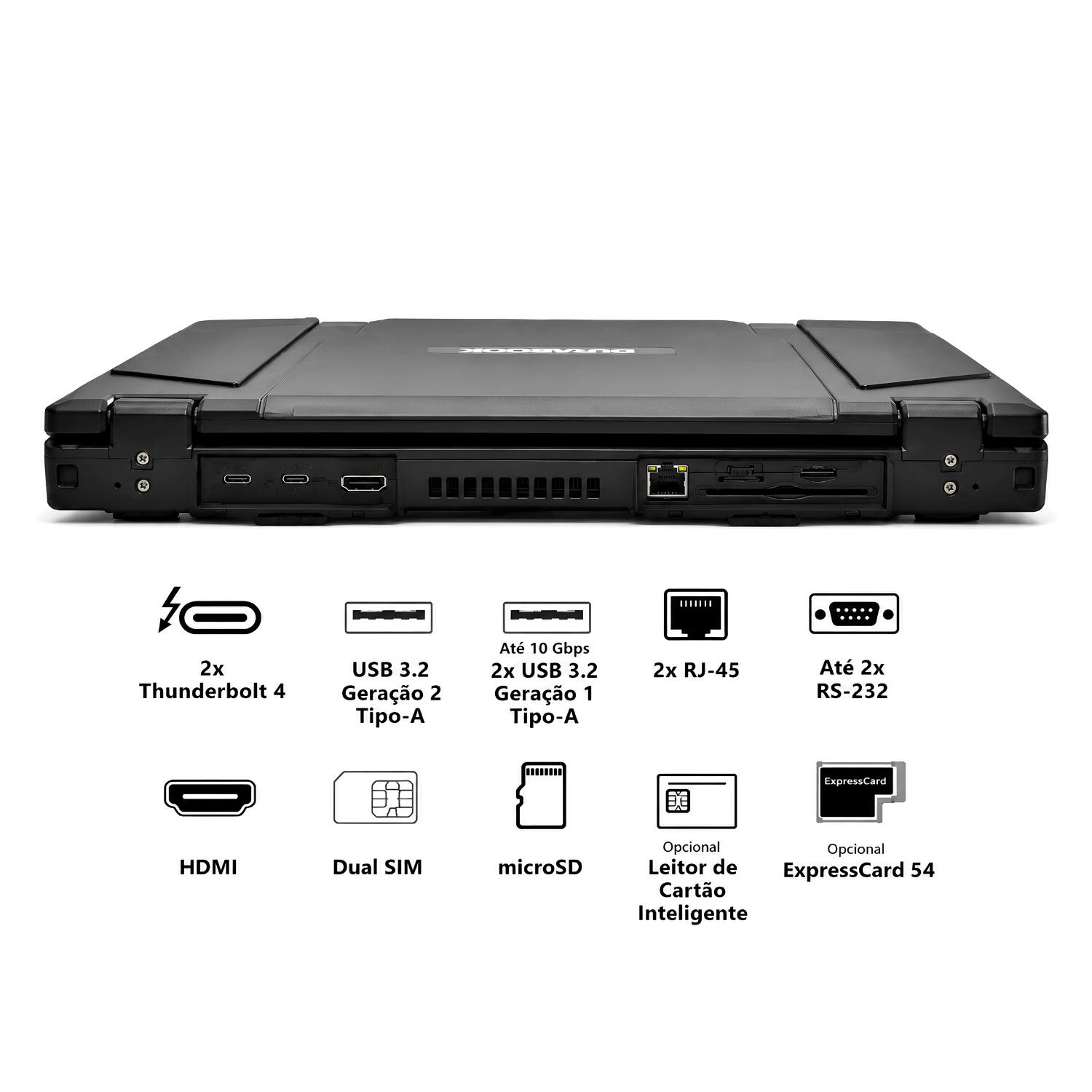 Notebook Industrial NB-S14U5125UFBGF Durabook S14I com Intel Core Ultra 5 125U, tela 14” FHD touch, 1200 nits, 16GB DDR5, SSD NVMe 512GB, IP53, GPS e leitor biométrico.