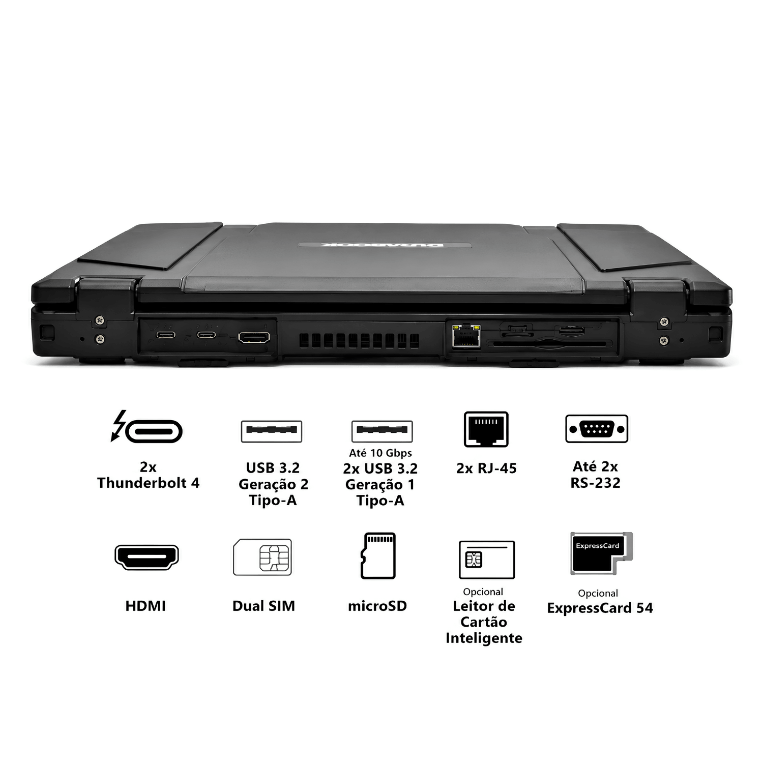 Notebook Industrial NB-S14U5125UFBGF Durabook S14I com Intel Core Ultra 5 125U, tela 14” FHD touch, 1200 nits, 16GB DDR5, SSD NVMe 512GB, IP53, GPS e leitor biométrico.