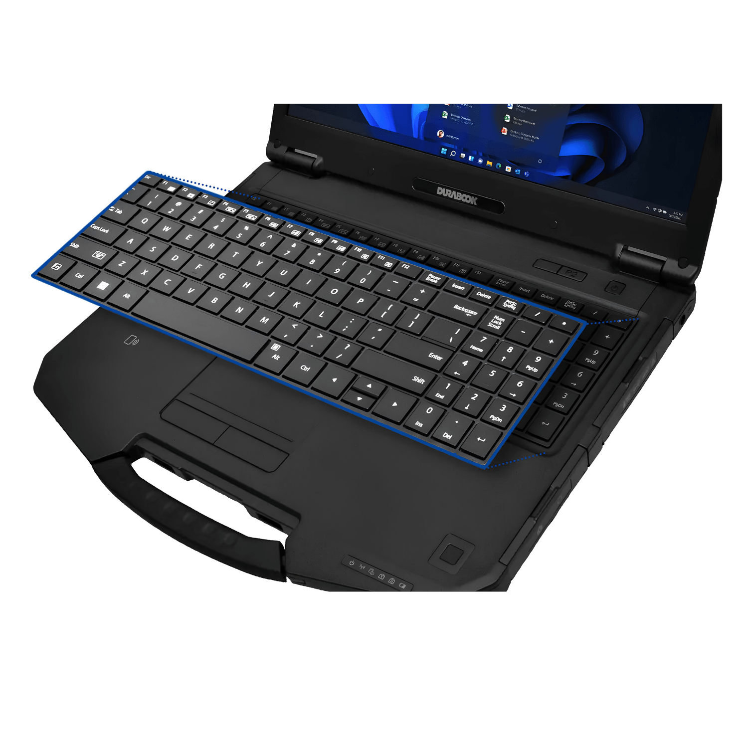 Notebook Industrial NB-S15I5E Durabook S15 com Intel Core i5-1235U, tela 15,6” Full HD, 32GB DDR5, SSD 256GB, proteção IP5X, Wi-Fi 6, Bluetooth e Windows 11 Pro.