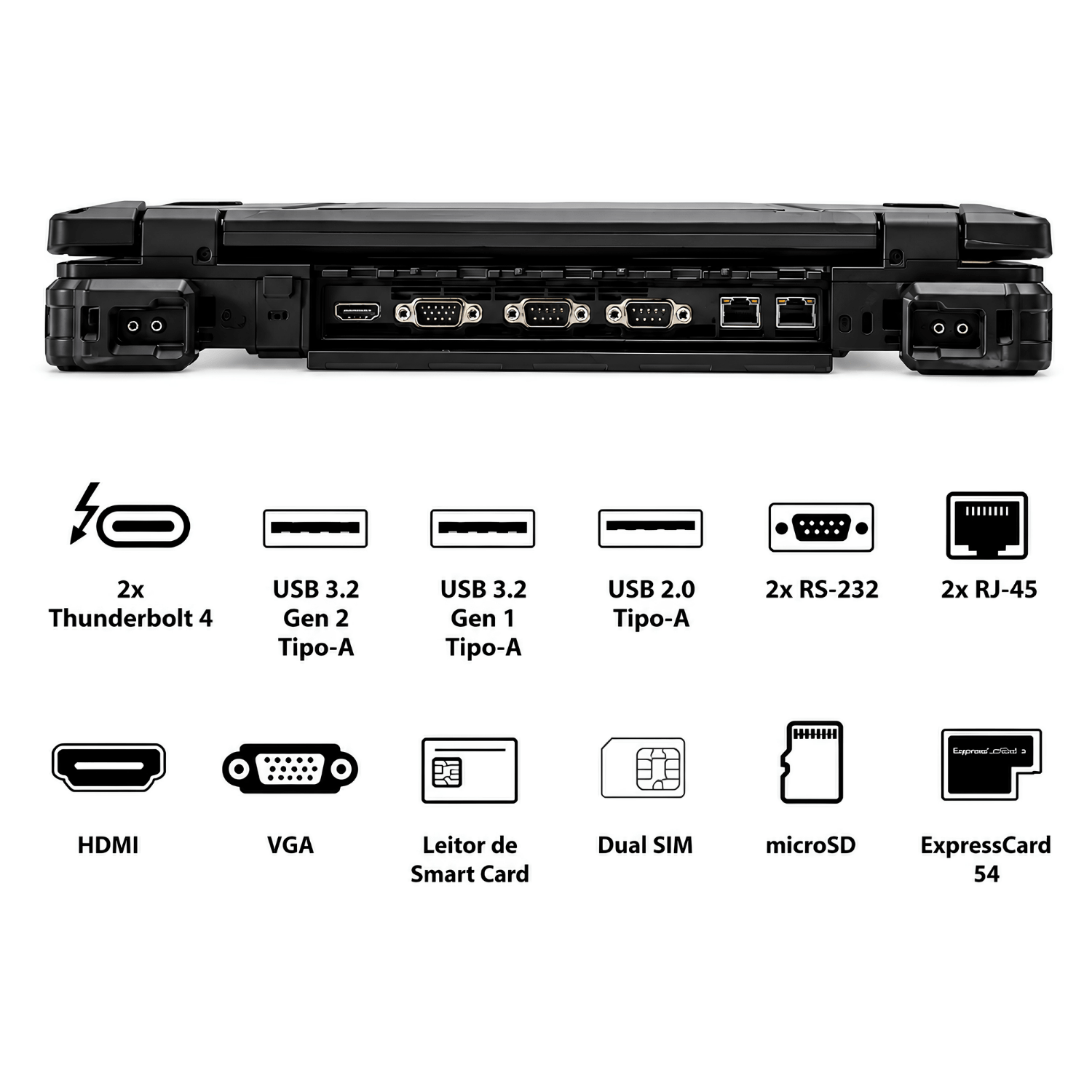 Notebook Industrial Fully Rugged NB-Z14L-U7155UPW11P Durabook Z14I com Intel Core Ultra 7 155U, tela touch 14”, 32GB DDR5, SSD NVMe 512GB, IP66, Wi-Fi 7, Bluetooth 5.4 e Windows 11 Pro.