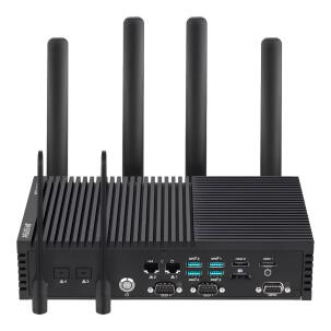 Box PC Industrial Portwell PE2000U-I512BW11PTD com Intel Core i5-1245UE, 8GB DDR5, SSD 256GB, Dual LAN, portas COM, HDMI, DisplayPort e Windows 11 para automação industrial.